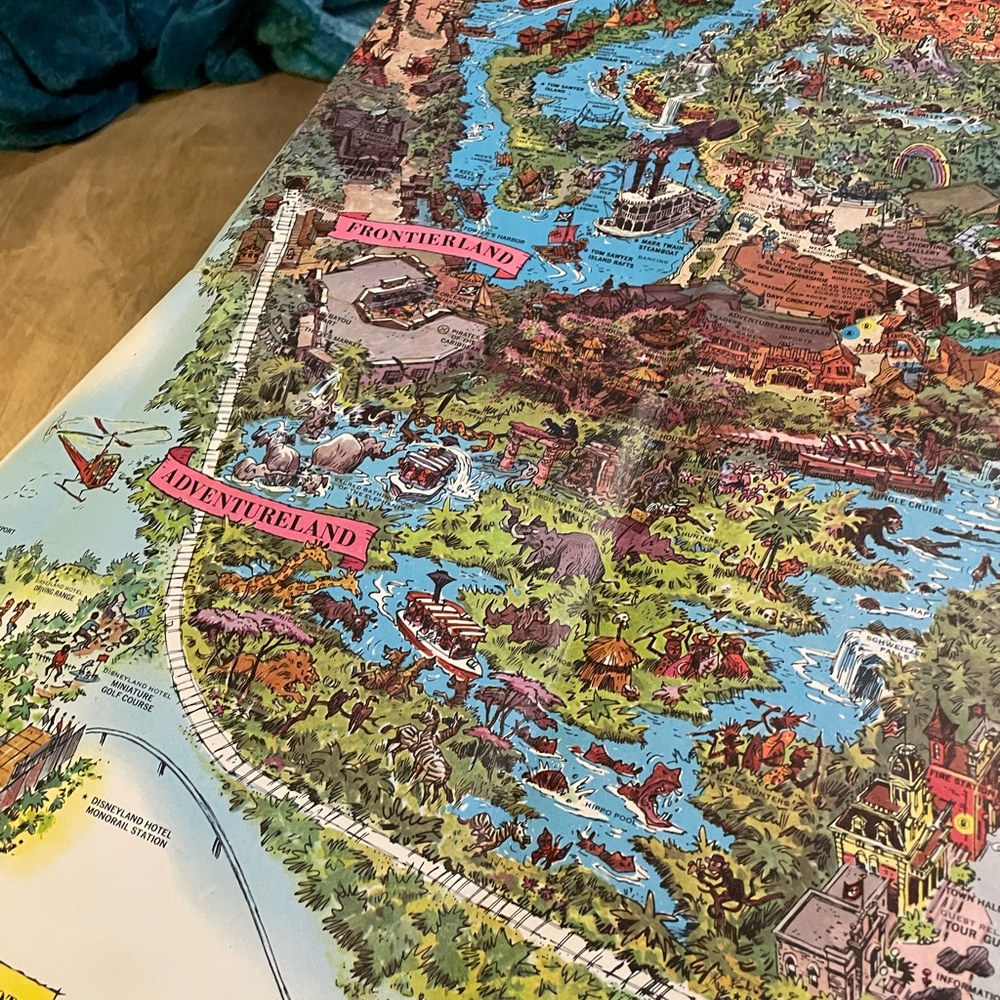 Disneyland vintage 1964 park map and postcards